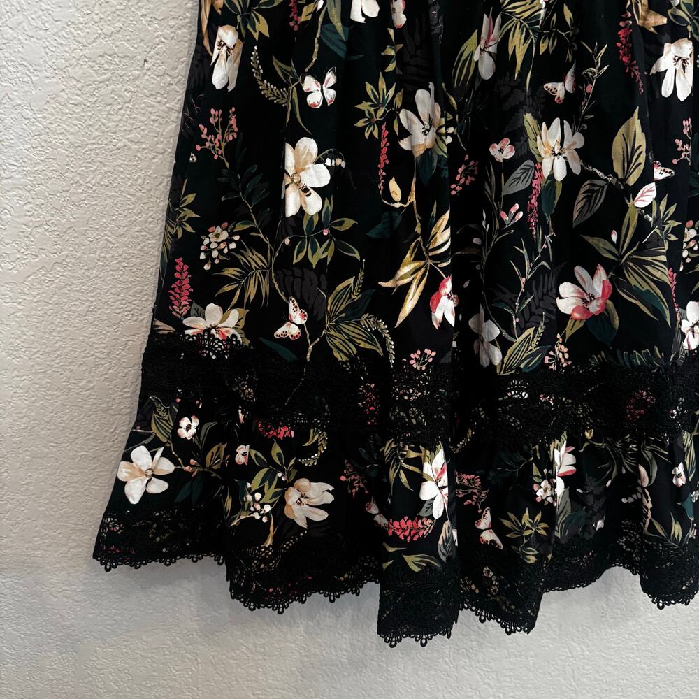 kate spade new york Short Sleeve Black Botanical Mini Dress Lace Trim Size 8 - Picture 12 of 12